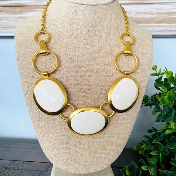 Karine Sultan Oval Enamel Goldtone Necklace - Picture 2 of 4